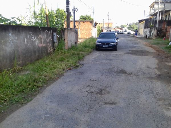 Região Leste: Buracos e mato alto dão a sensação de abandono na Rua Nelson Gomes Dias, no bairro Metalúrgico, em Barra Mansa (Foto: Roberta Caulo)