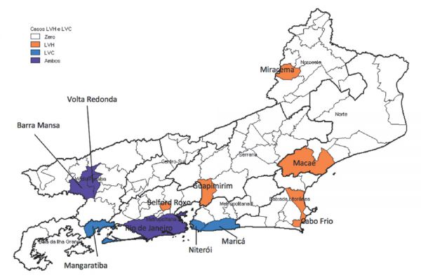Em 2013 acendeu o sinal vermelho: tirando a populosa Capital, só Volta Redonda e Barra Mansa registraram tanto a leishmaniose visceral humana (LVH) quanto a leishmaniose visceral canina (LVC) (Fonte: Boletim Epidemiológico 02/2013 da Secretaria de Estado de Saúde)